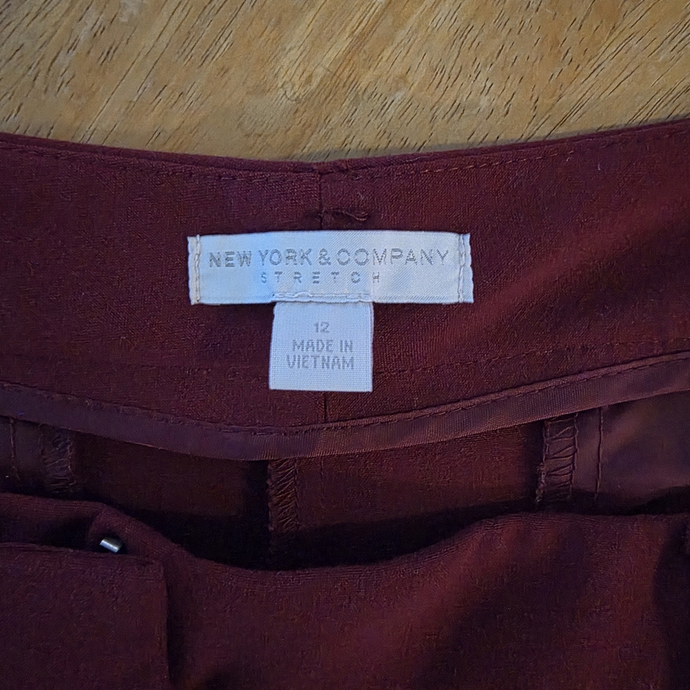 New York & Company Stretch Boot Cut Pants in Wine - Picture 3 of 3
